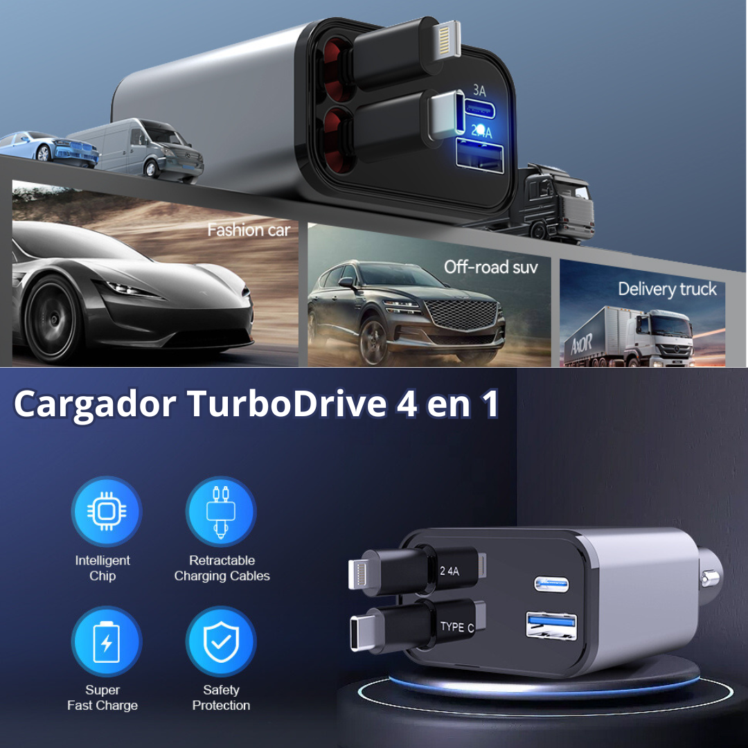 Cargador Retráctil TurboDrive 4 en 1