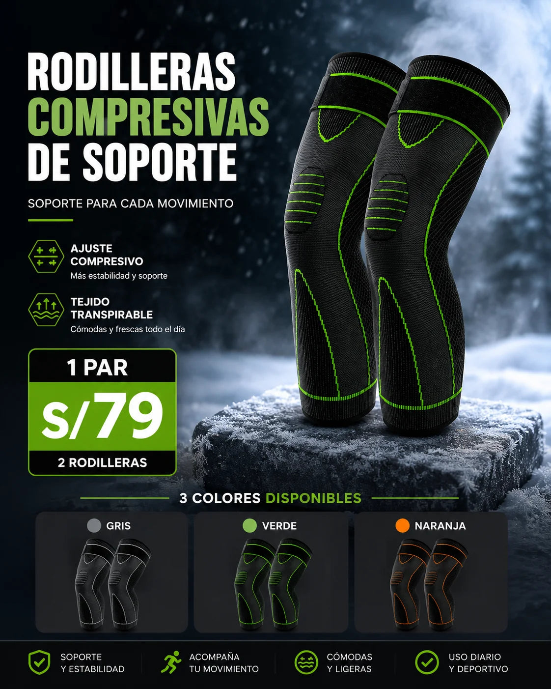 Rodilleras Compresivas de Soporte 360°